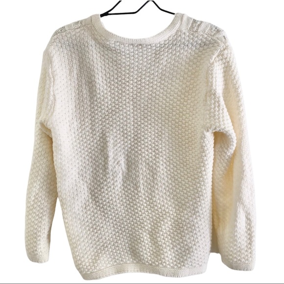 Cream v-neck cable-knit button front cardigan sweater - Picture 2 of 4